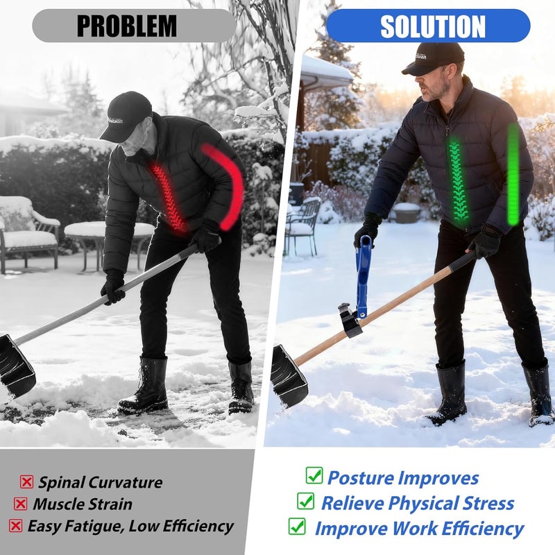 UQM Adjustable Snow Shovel Handle, Back Saver Attachment for Snow Removal, Ergonomic Weed Eater Handle Extension Universal Fit for Shovels Rakes Weed Eater String Trimmers Snow Shovels Gardening Tools - Image 4